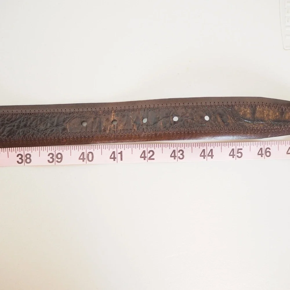 Ted Baker London Italian‎ Leather Brown Belt Zig Zag Stitch Men's Sz 42